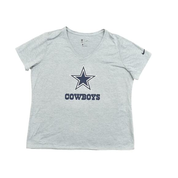 Nike Women's 2XL Gray Polyester Activewear T-Shirt Dri Fit Dallas Cowboys - Picture 1 of 8